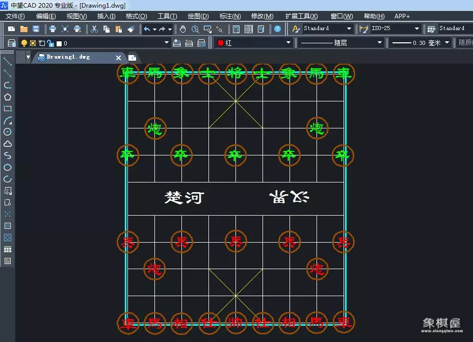中国象棋棋盘尺寸画法
