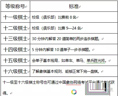 专业象棋等级分为几个级别