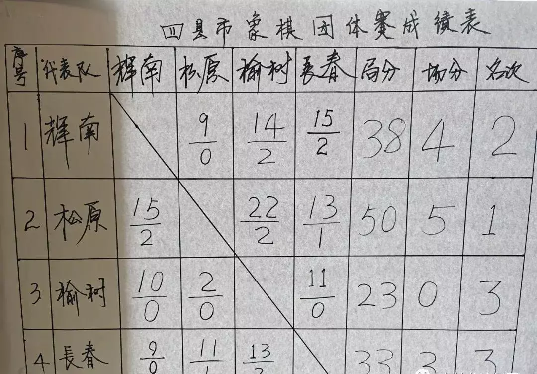 辉南象棋公开赛排名(24)